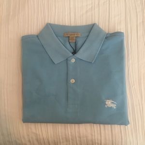 New Burberry mens china blue blue polo